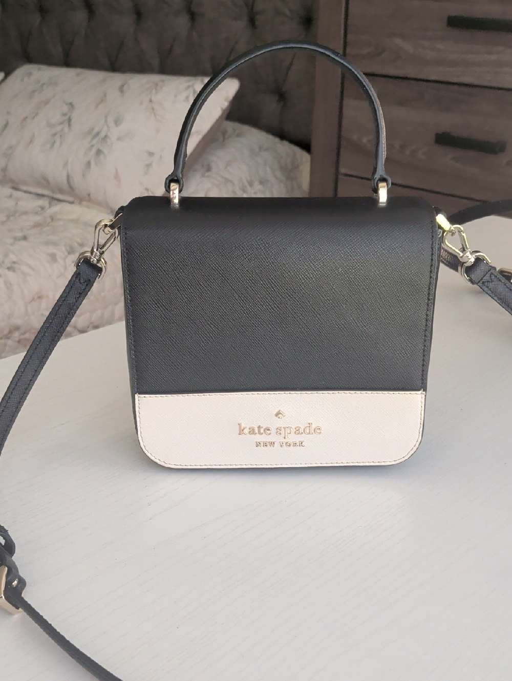 kate spade Black and Cream Top-Handle Crossbody